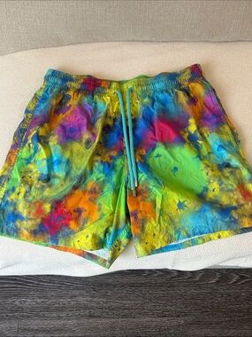 Vilebrequin Neon Tie-Dye Swim Trunks - Blue, Green, Yellow, Orange, Pink